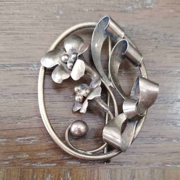 Vintage 1940s Sterling daffodil Trumpet Flower Carl Art Brooch. Patten 130141 - Picture 1 of 3